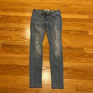 Hollister Low Rise Skinny Light Wash Ripped Jeans